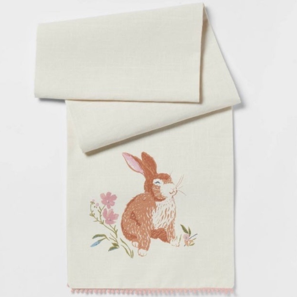 Embroidered Easter Bunny Table Runner